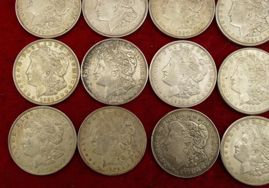 Lot of 20 1921 Morgan Silver Dollars (B)