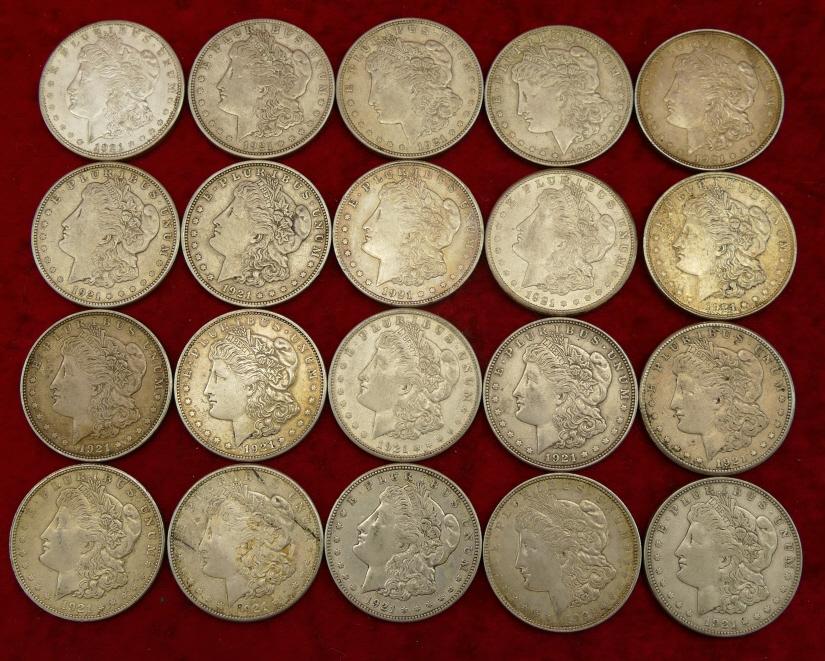Lot of 20 Morgan Silver Dollars (D)