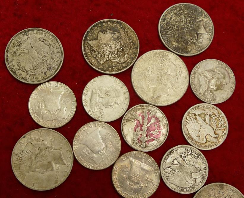 Lot of US Silver: 16 Dollars & 12 Half Dollars