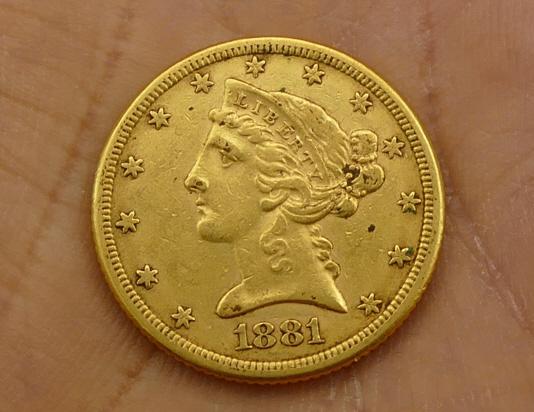 1881 US $5 Gold Coin