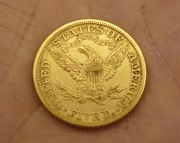 1881 US $5 Gold Coin