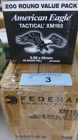 700 rds Federal American Eagle 5.56 FMJ Ammo