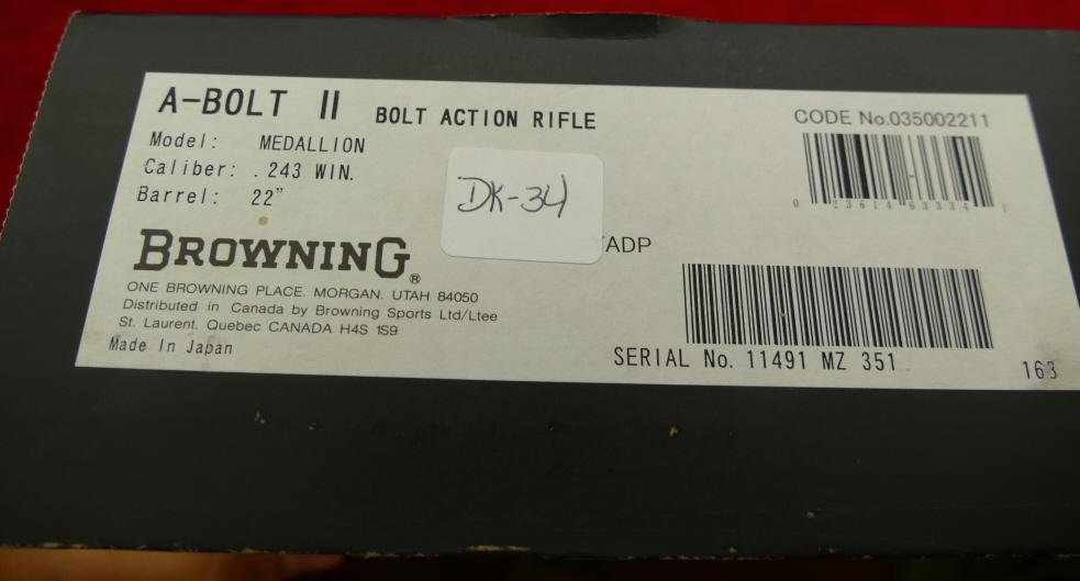 Browning A-Bolt Medallion 243cal Rifle NIB