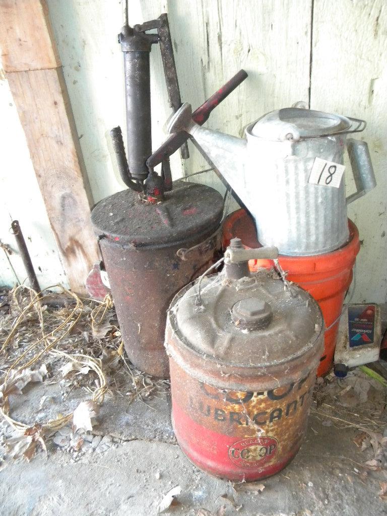 Lubricants= Grease Gun; Grease Pump; Co-op 5 Gal Can.