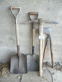 Yard= Splitting Ax; 2 Shovels; Limb Cutter; Pick.