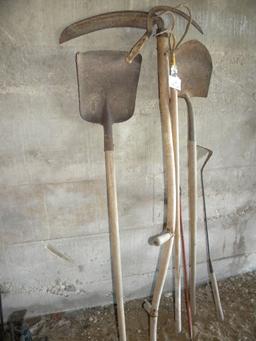 Yard Tools= Branch Saw; Two Shovels; Hand Scythes; Brush Scythe.