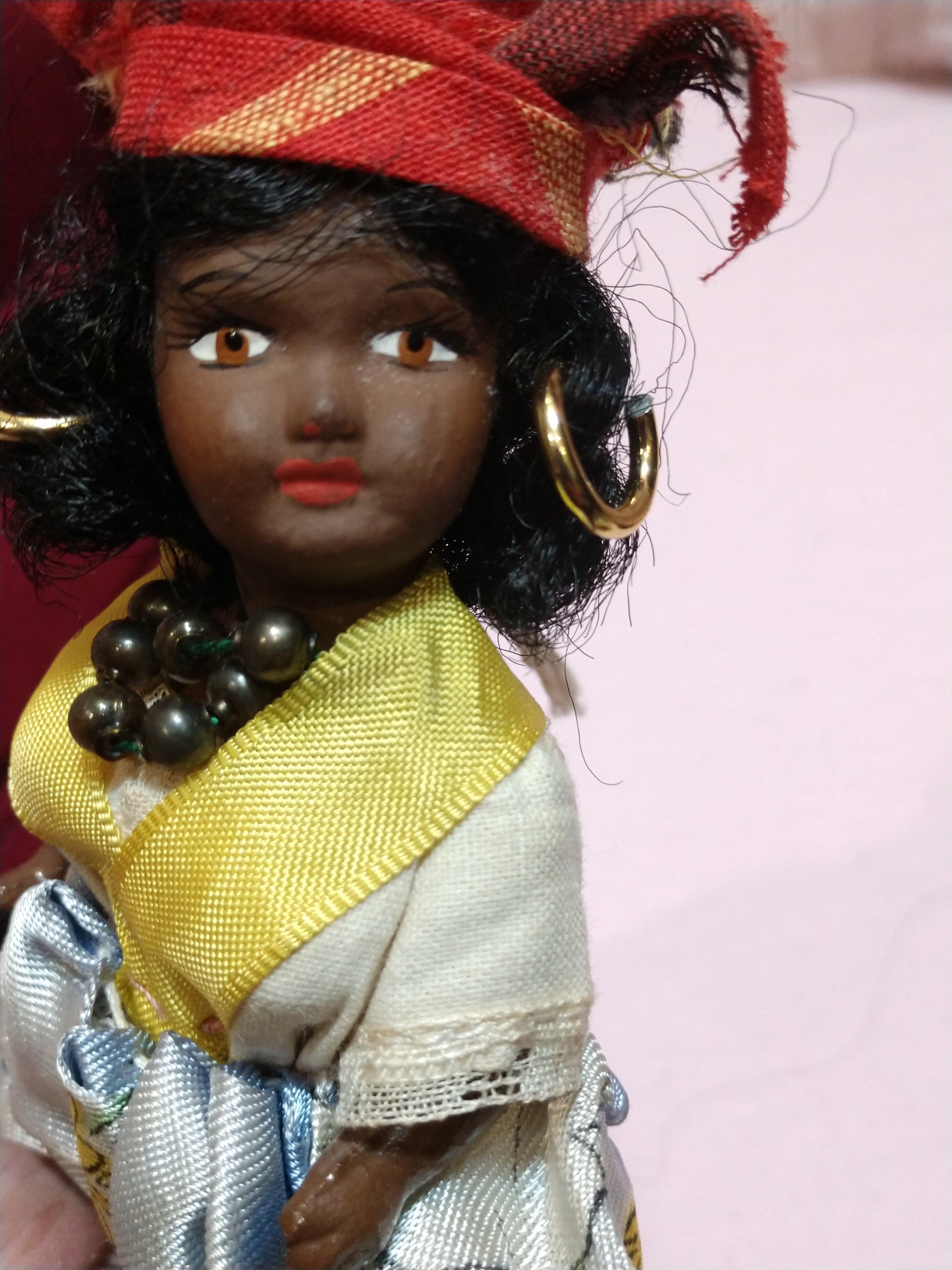 A Rare & Miniature 5" Vintage Hand Made Celluloid Jamaican Doll