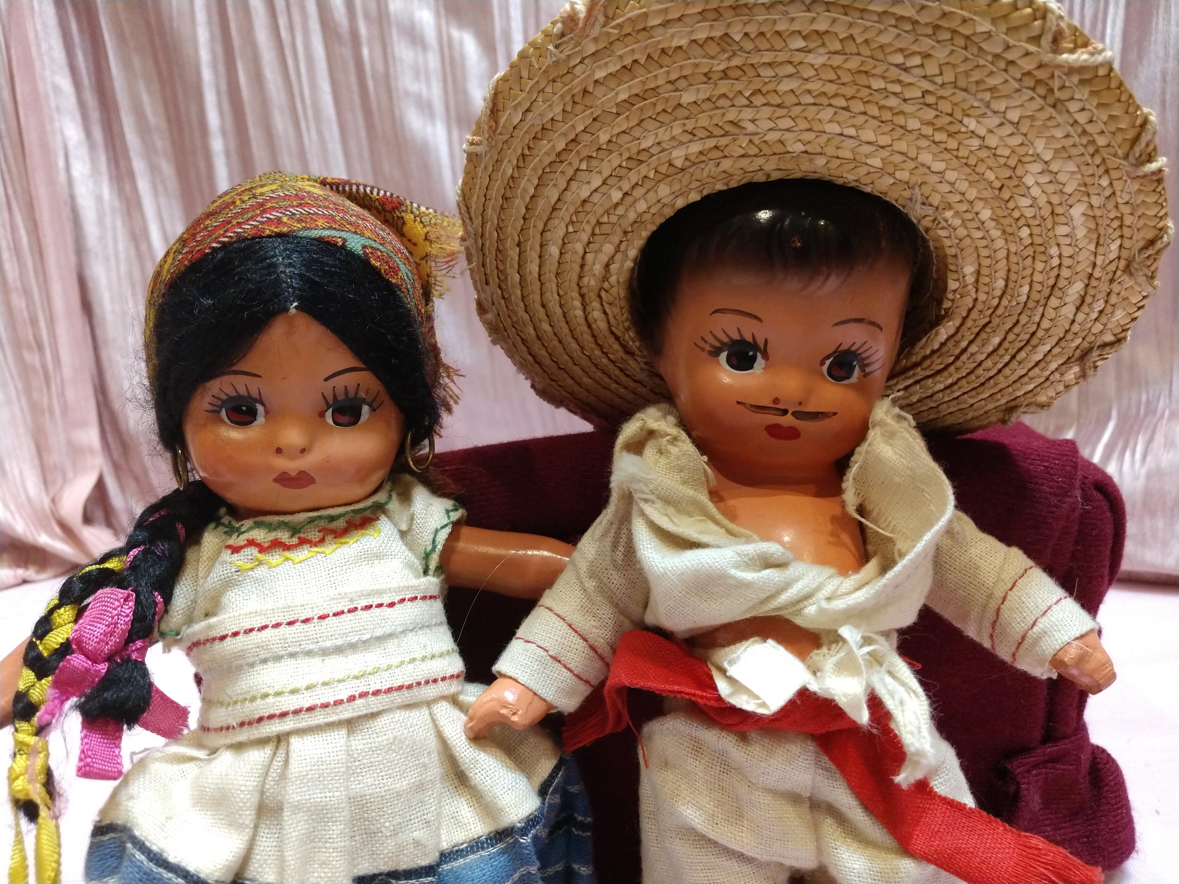 1940s Pair 8" Composition Xochimilco (mexico) Dolls