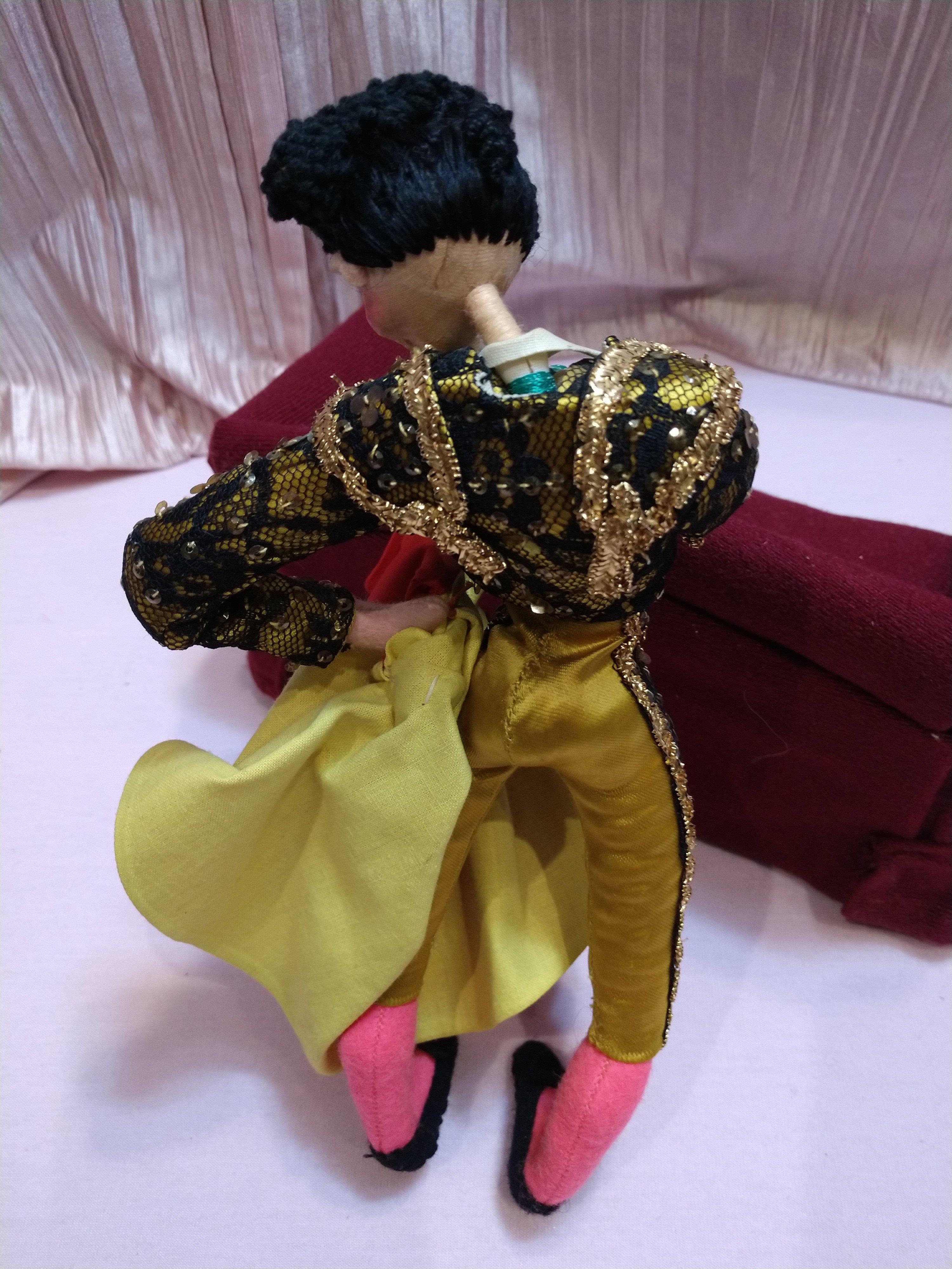 Amazing Vintage 10" Spanish Dancing & Matador Cloth Doll Pair By Roldan Klumpe