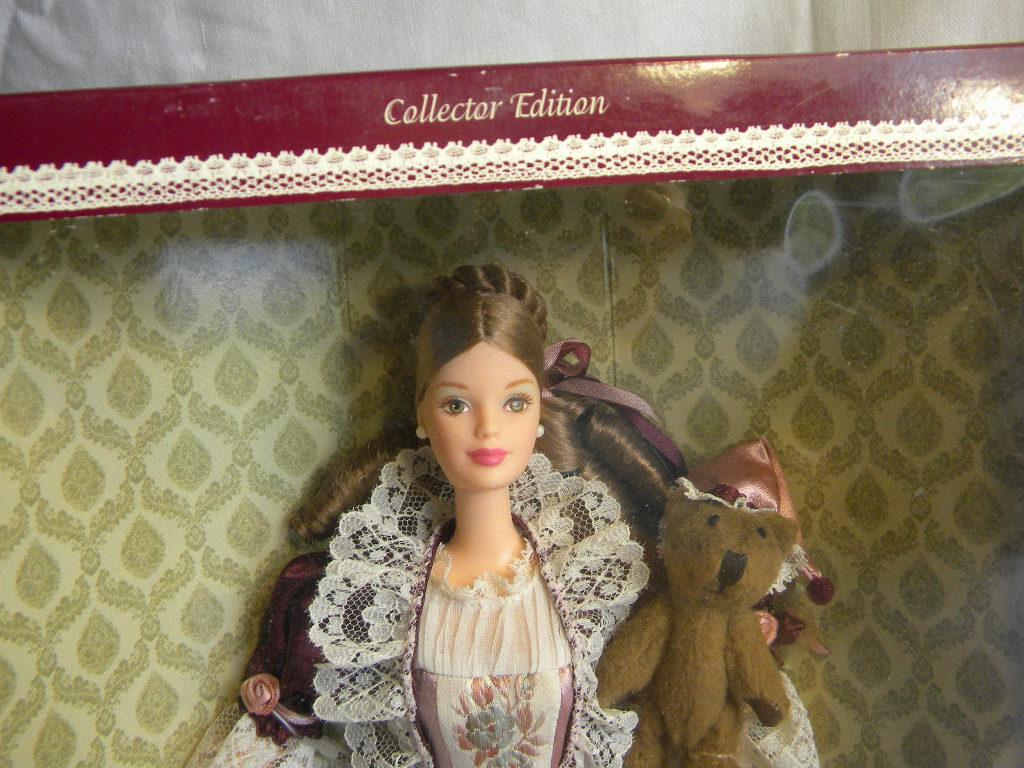 Barbie = "Victorian Barbie w/Cedric Bear, by Mattel #25526, 12:H, Original