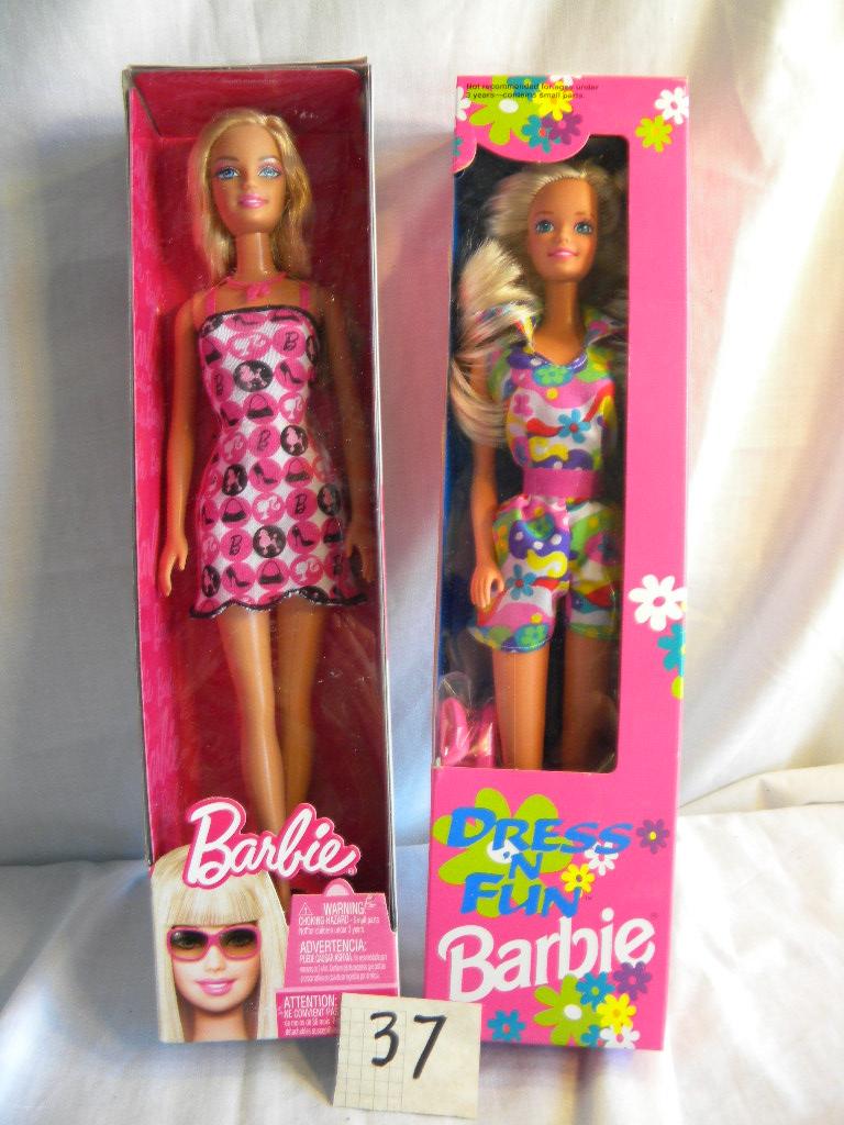 Barbie- Pair, Mattel #R4182 and #10776, "Dress in Fun", 12"H, Original Bo