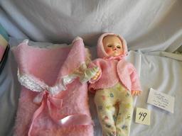 Effanbee, Vintage Baby Doll w/Bottle, (open/closed eyes), 12"H.