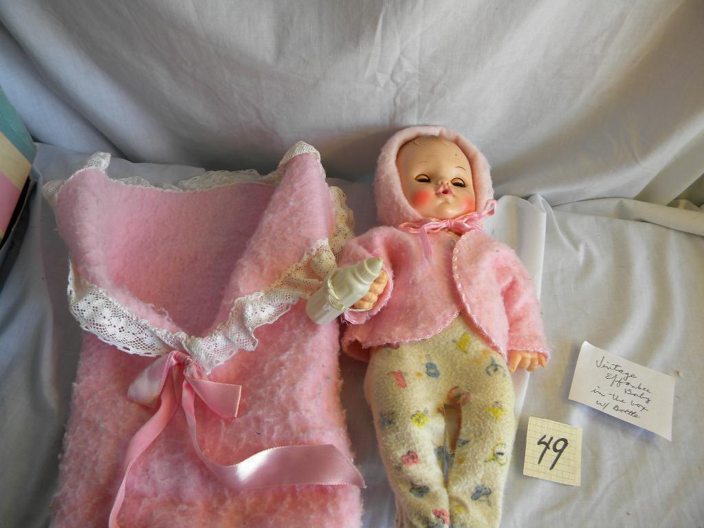 Effanbee, Vintage Baby Doll w/Bottle, (open/closed eyes), 12"H.