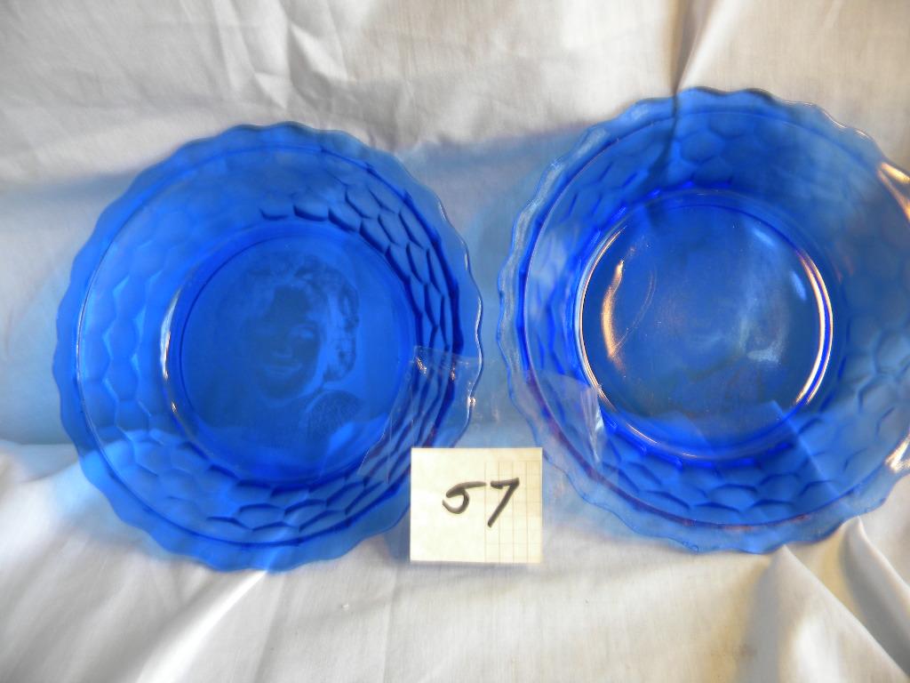 Shirley Temple,Pair of Cobalt Blue Bowls, Octagonal Design, 2"H X 6.5"D, on