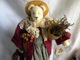 Handmade Bear w/Stand and Planter, 15"H; Muffy Vander bear 8"H.