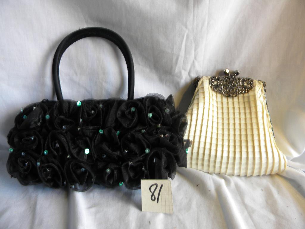 Hand Purse w/chain Strap, 6X7"; Jewel Pattern Hand Purse, 4X9".