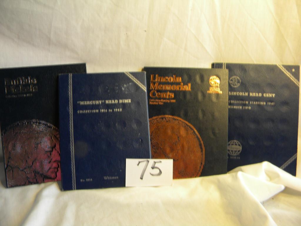 Coin Books.  Lincoln Cent; Mercury Dime; Buffalo Nickel; Lincoln Cent.