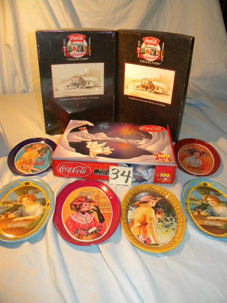 Coca Cola= 6 Oval Coasters; Puzzle; Stationary.