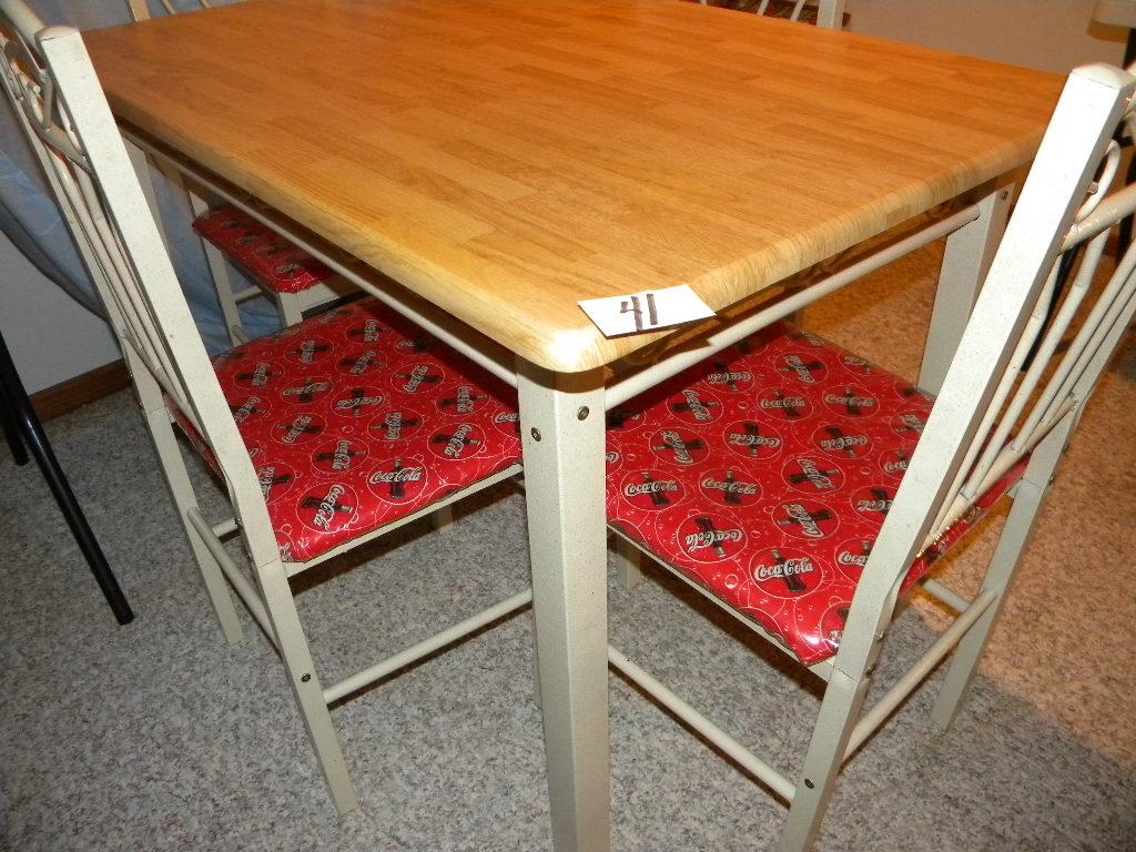 Coca Cola= Table With 4 Matching Chairs W/coca Cola Seats.