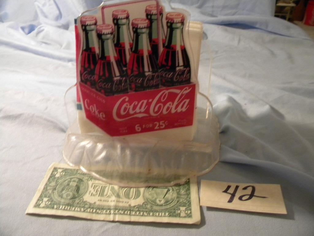 Coca Cola= Metal Bank; Center Pieces; (4) Gibson Plates, 4 1/2" D.