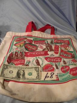 Coca Cola= Coin Purse; 2 Caps; Pair Shopping Bags.