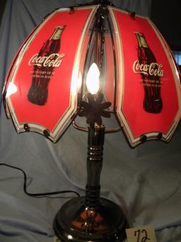 Coca Cola= Touch Tone Desk Lamp, 23"h, Non Ferrous Base, Plastic Shade.