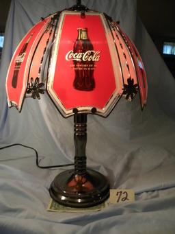 Coca Cola= Touch Tone Desk Lamp, 23"h, Non Ferrous Base, Plastic Shade.