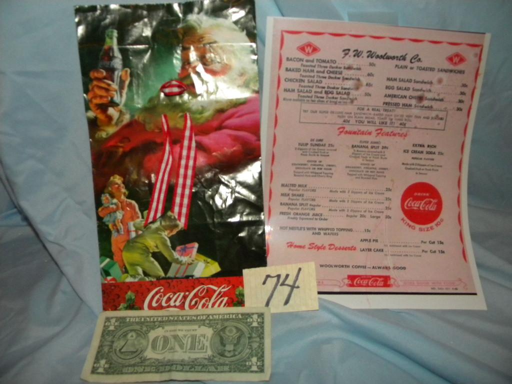 Coca Cola= Advertisement; Pair Of Socks; Table Cloth; Salt And Peppers Etc.