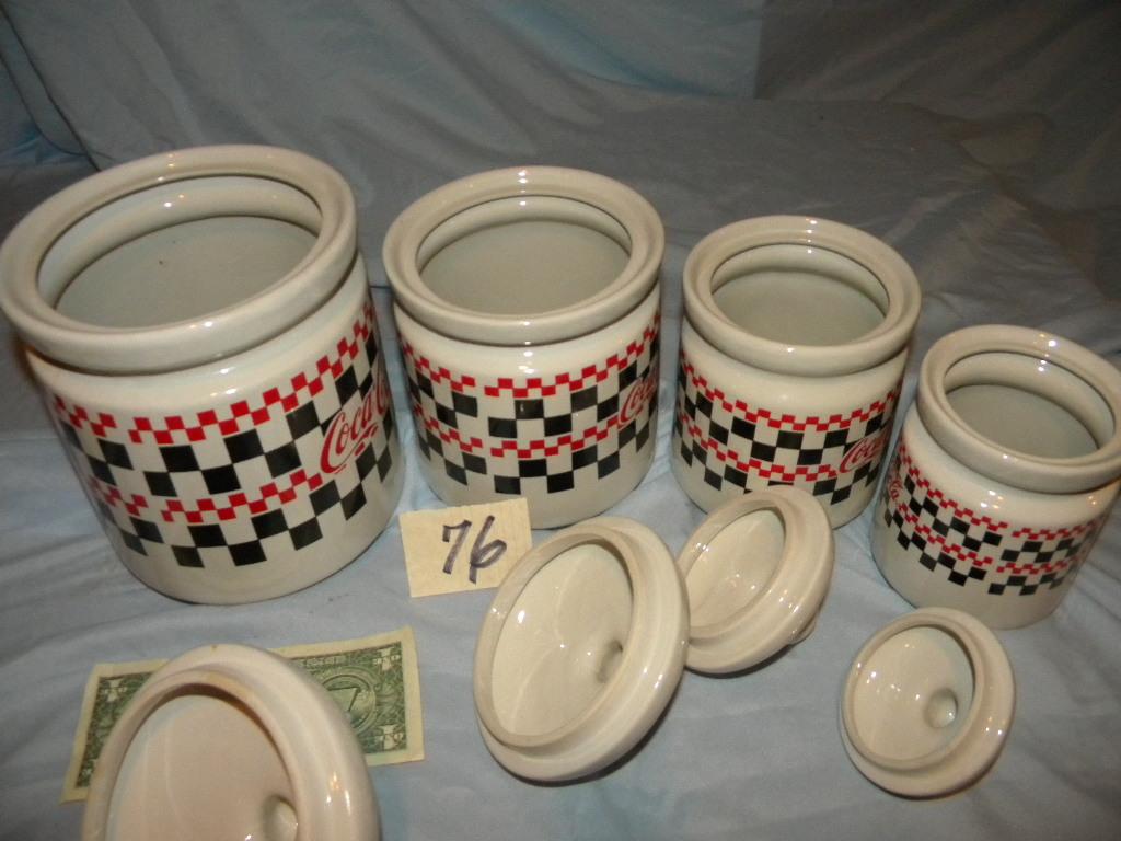 Coca Cola= Four Piece Matching Canister Set.