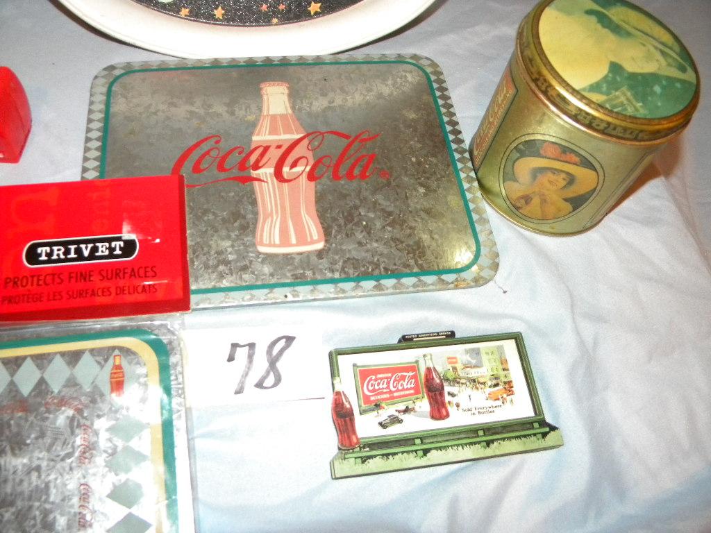 Coca Cola=pair Of Trays; (5) Trivets; Magnets Etc.