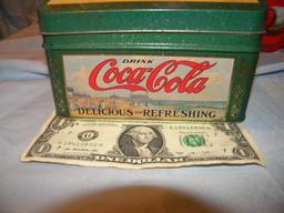 Coca Cola= (7) Tins, Sign 3"x 6".