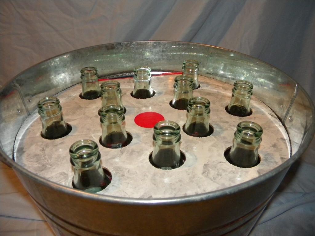 Coca Cola= Wash Tub Galvanized With 12 Bottles, 8"h X 14"d.