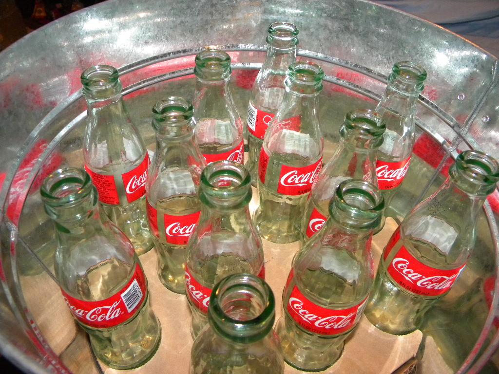 Coca Cola= Wash Tub Galvanized With 12 Bottles, 8"h X 14"d.