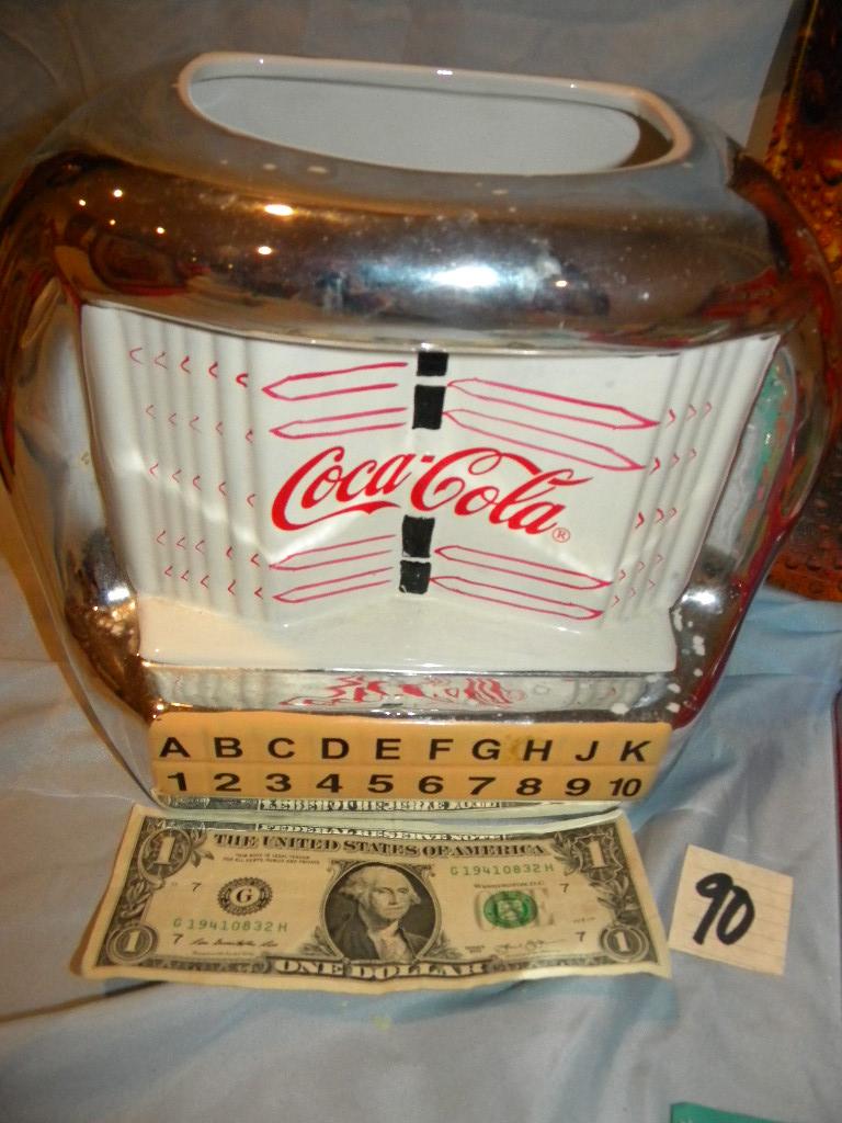 Coca Cola= Ceramic Juke Box W/o Lid; Napkin Holder, Serving Tray, 10 X 13" ;