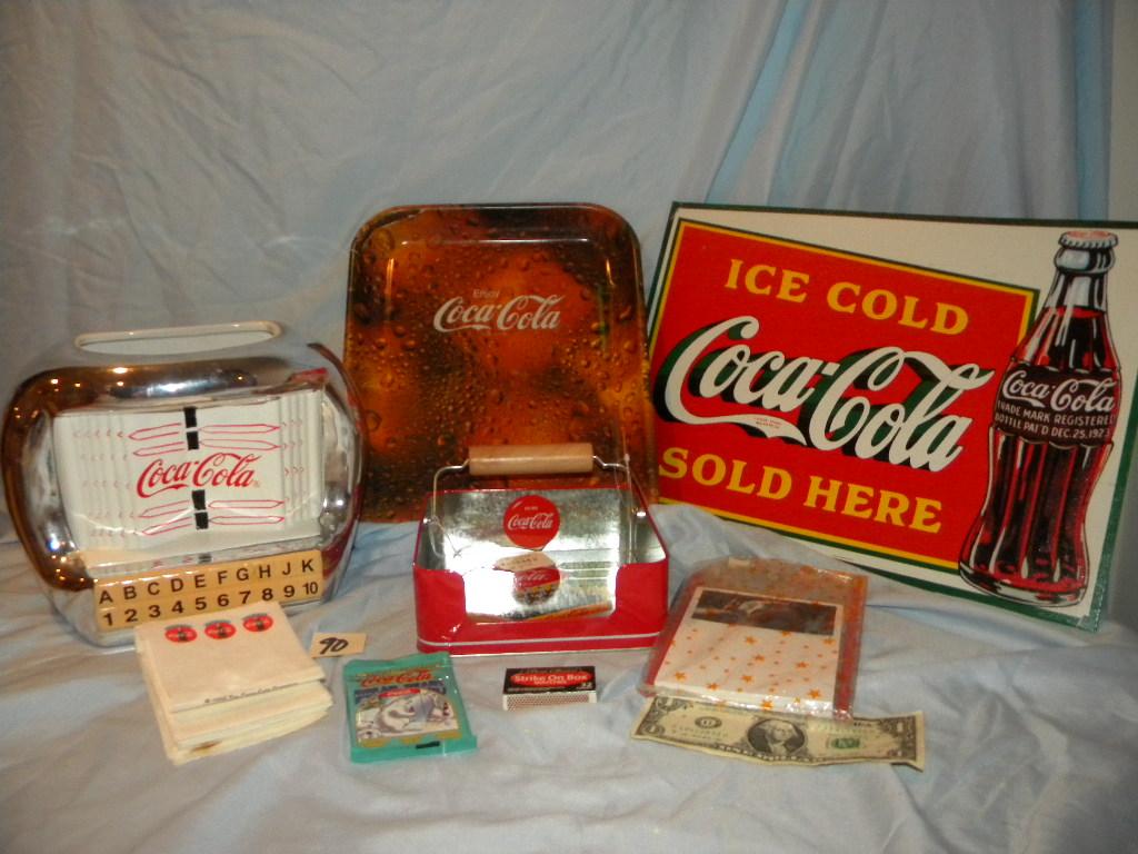 Coca Cola= Ceramic Juke Box W/o Lid; Napkin Holder, Serving Tray, 10 X 13" ;