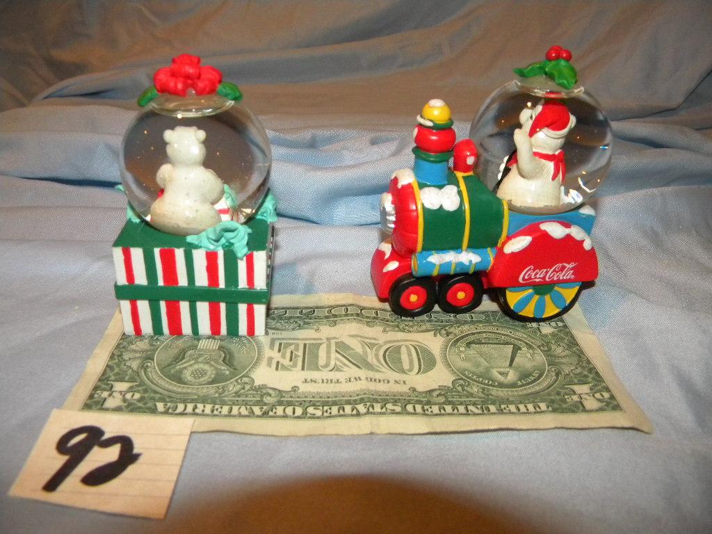 Coca Cola= (7) Snow Globes , 3 1/2".