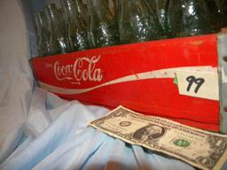 Coca Cola= wooden coca cola Crate W/city Bottles-wisc. Dells; Oshkosh, Colorado Springs, Ph