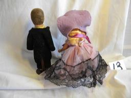 Story Book Dolls= Pair-ring Bear Boy W/mechanical Eyes & Stand; Flower Girl