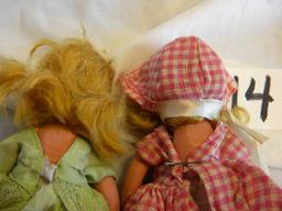 Pair Of Story Book Dolls With Painted Eyes, 5"h.