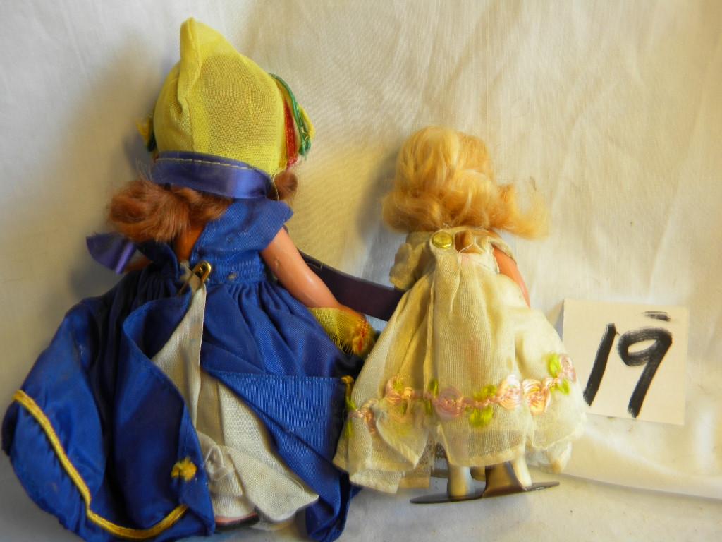 Pair Of Story Book Dolls. W/stand, 5"h.
