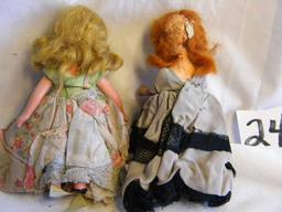 Storybook Like Unmarked Pair Of Dolls, Painted Eyes, 5"h.