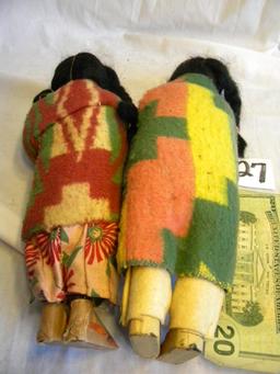 Pair Of Indian Dolls, 11"h And 12"h.
