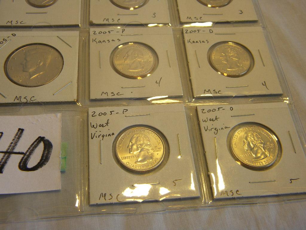 Mint Pairs, 2005 P&d= Pennies, Nickels, Dimes, Half Dollars ; Msc Quarters