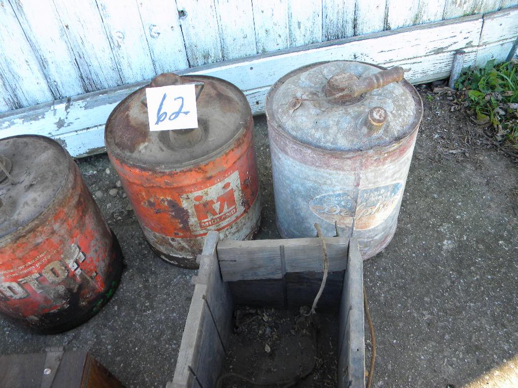 Old Galvanized Fuel Can; Farm Ogle 5 Gal Can; Midland Co-op 5 Gal. Can; Woo