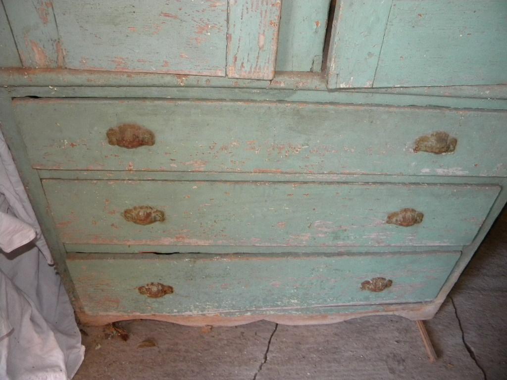 Old Kitchen Cupboard W/orig Hdw.; 2 Door, 3 Drawer, 81"h X 40" W X 15"d.