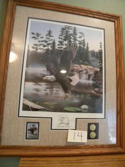 National Park Service, Oak Frame & Matted, Print, "boundary Waters-eagle",