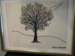 Pair Of Ink Drawings, Dick Moyer, Framed, 10 1/2" X 13 1/4'.