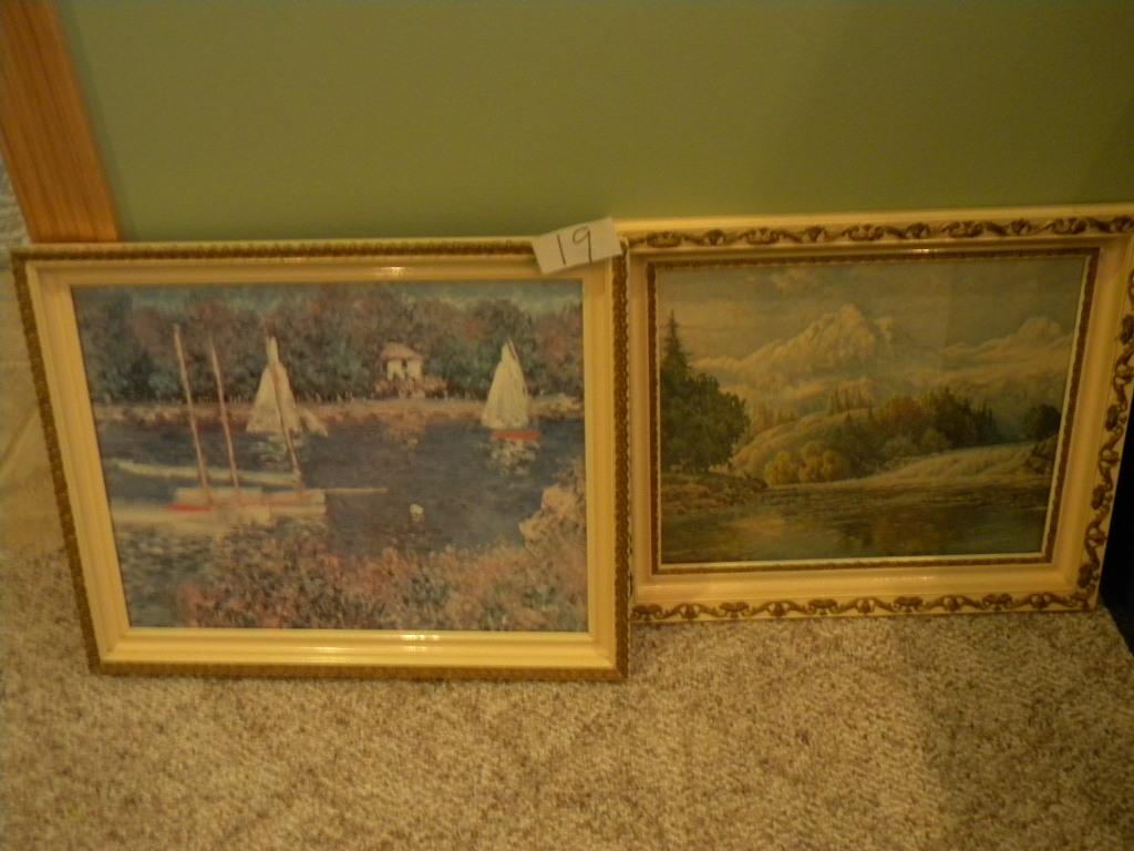 Pair Of Decorative Framed Prints, "outdoor Water Scenes", 15 X 19 1/2"; 13