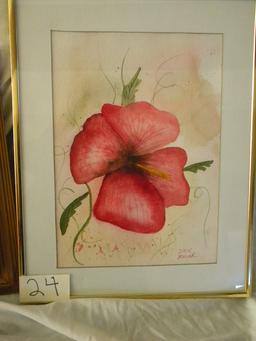 Print, Dick Moyer, Framed/matted, "poppy", 13 1/2 X 9 3/4".