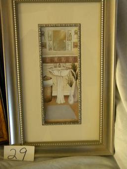 Pair, Framed/matted, By C. Waterlee Olson, Prints, " Winter Bath Items", An